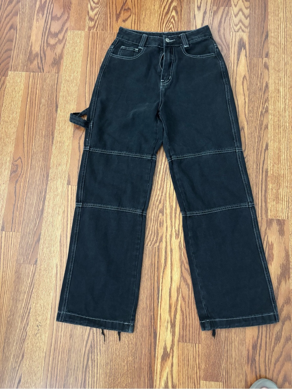 SHEIN Black Contrast Stitch Carpenter Jeans XS see photo size